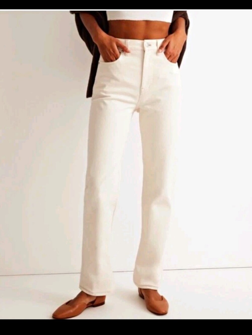 Madewell 90's Straight-Leg High Rise Jeans in Cream Size 29
